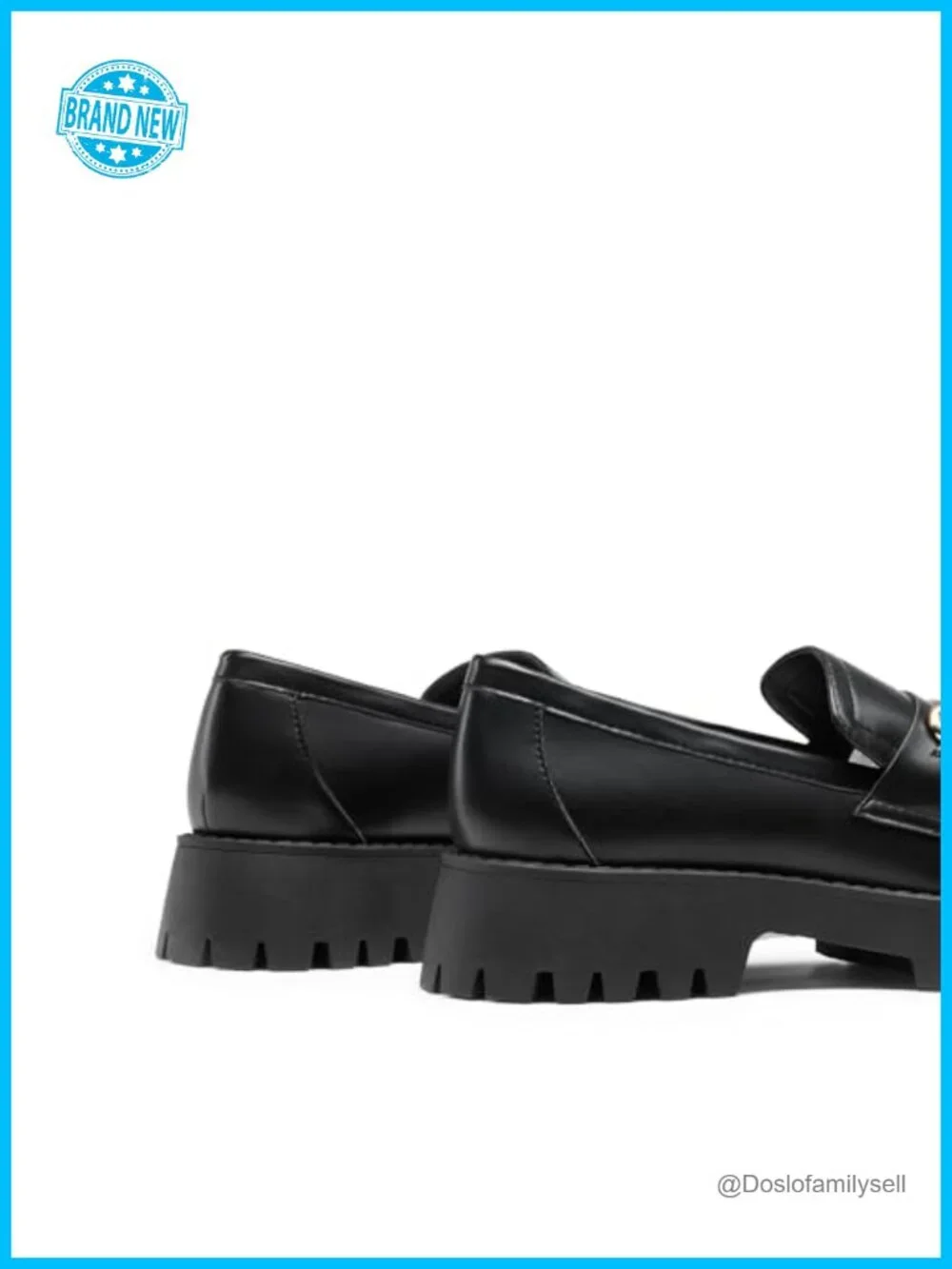 Platform Chunky Loafers Faux Leather Slip-On Work Shoes
